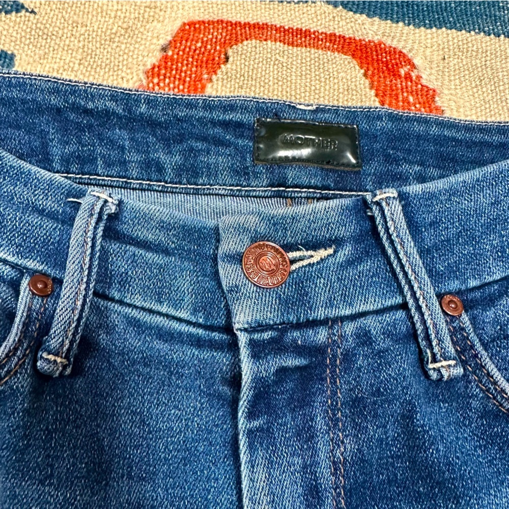 Mother Denim The Looker Ankle Fray Jeans in medium blue Mid Rise Skinny - Picture 12 of 12